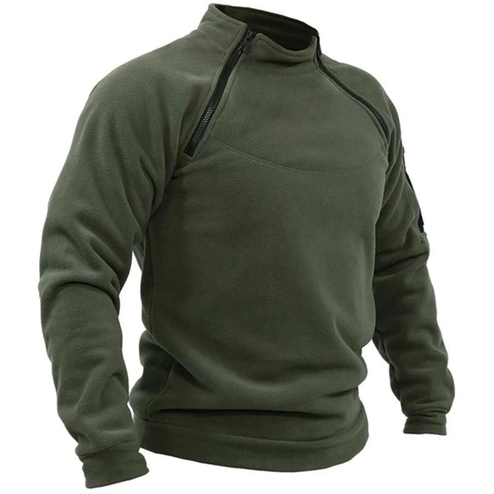 Taktische Hoodies für Herren, Militär-Outdoor-Pullover, Langarm-Pullover mit Reißverschluss, Fleece, winddicht, Thermo, für Wandern, Camping, Armee