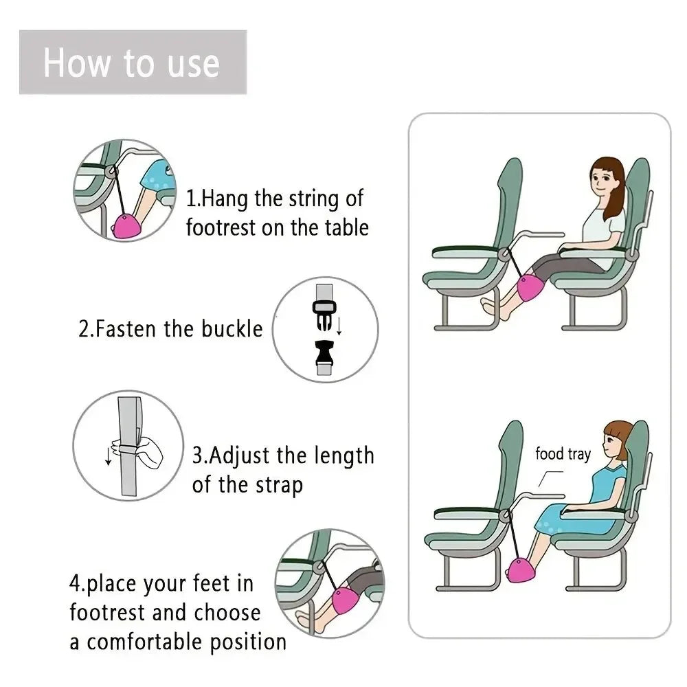 Foot Rest Airplane Footrest Made with High Quality Foam Portable Travel Footrest Carry-On Foot Rest Adjustable Height Foot Rest
