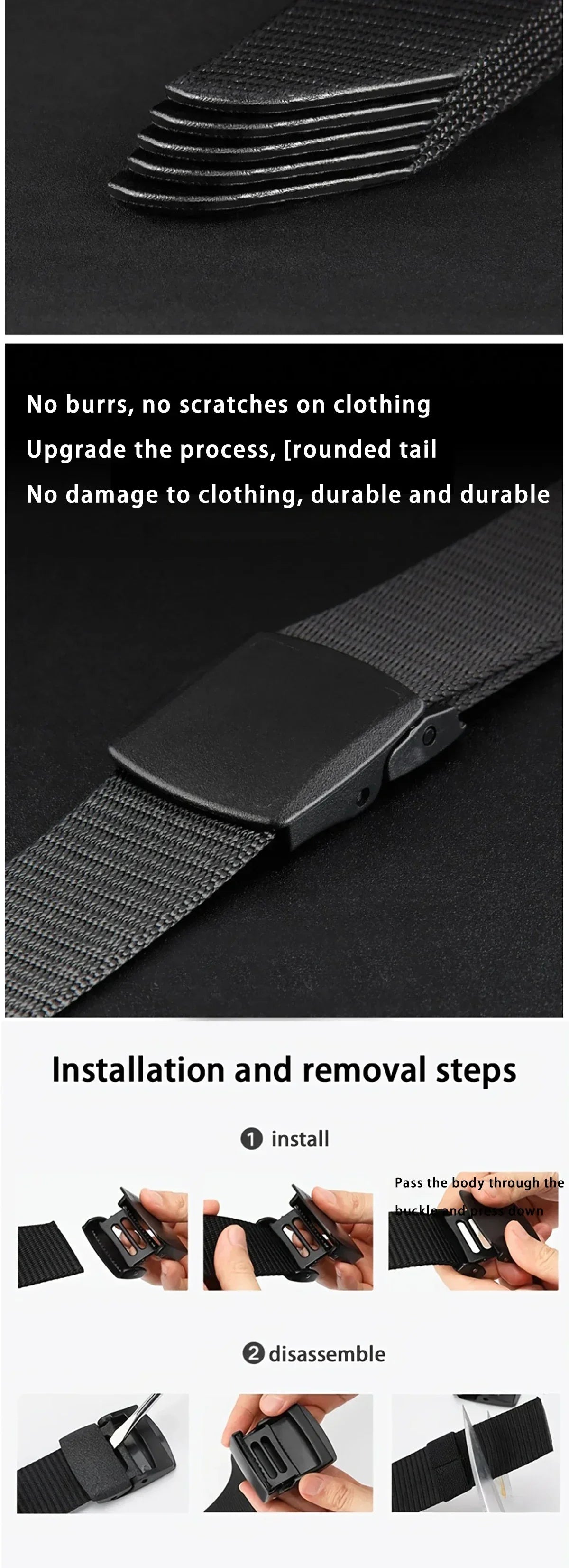 Automatic Nylon Tactical Belt - Adjustable Non-Metal Buckle, Lightweight & Comfortable for Outdoor Use