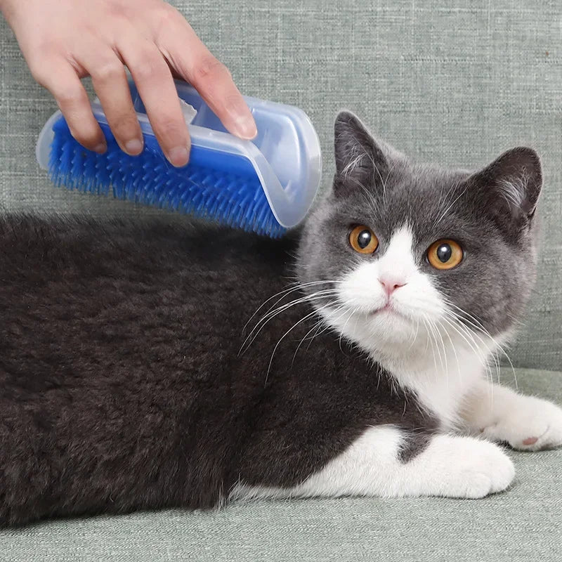 Wall Mount Corner Cat Self Groomer Comb Ergonomic Pet Massage Hair Remover Brush Space Saving Indoor Kitten Scratching Toy Easy