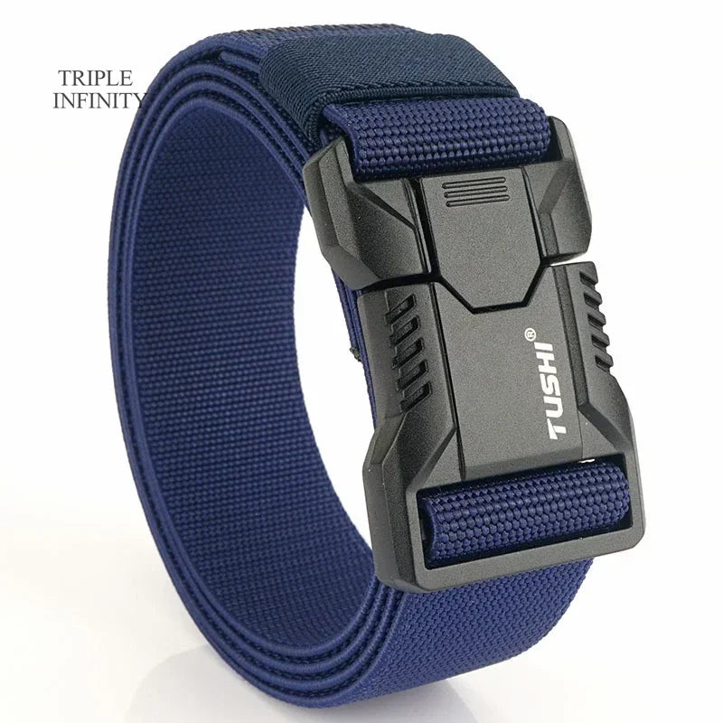 New Aluminum Alloy Quick Release Pluggable Buckle Elastic Belts For Men Durable Tactical Belt Cowboy Outdoor Army Belt Hunting
