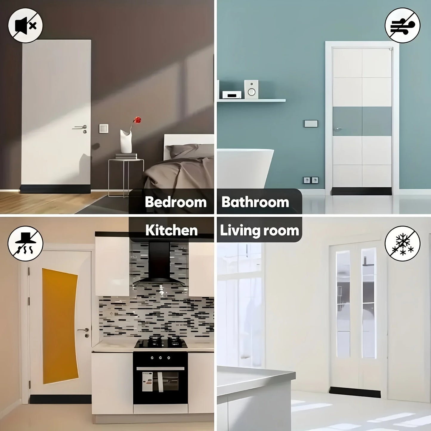 Door Draft Stopper Adjustable Under Door Seal Strip Weatherproof One Side Gap Blocker Foam Weatherstrip for Cold Air Prevention