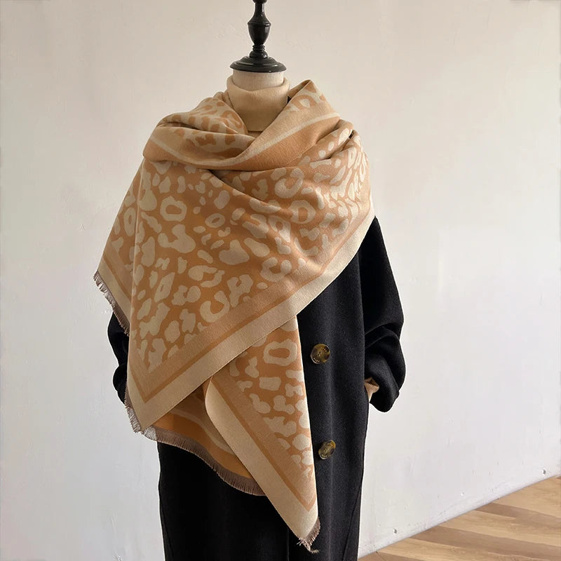 Clearance_New 2024 Women Scarf Luxury Autumn Winter  Warm Vintage Leopard print Scarve Pashmina Mujer Femme Foulard Bufanda_Cont