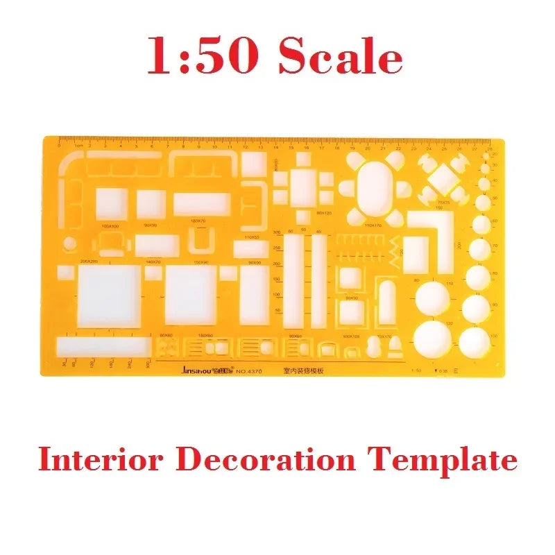1:50 Scale Architect Drawing Template House Plan Interior Design Decoration Furniture Building Formwork Stencils Drafting Tools