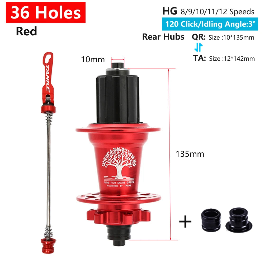 TANKE MTB 120 Click Hub 6 Bearing Bike Front Rear 28 32 36 Holes Disc Brake QR Bicycle mass thunder Noisy Cube 6 Pawl Hubs TH390