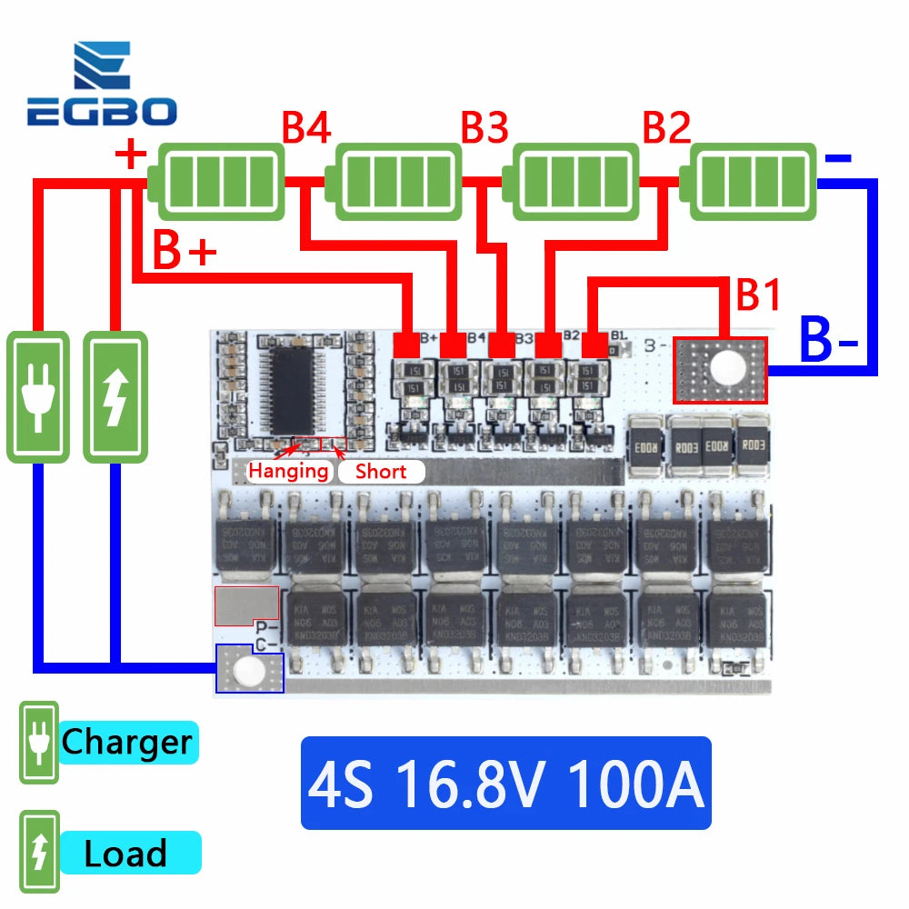 3S/4S/5S Bms 12.6V 16.8V 21V 3.7V 100A Li-ion Lmo Ternary Lithium Battery Protection Circuit Board Li-polymer Balance Charging