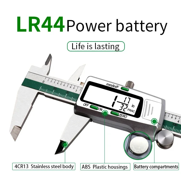 ET50 150mm Stainless Steel Digital Caliper 6-Inch 0.01mm High Precision Fraction/MM/Inch Measure Woodworking Thickness Gauge - Shoppiline