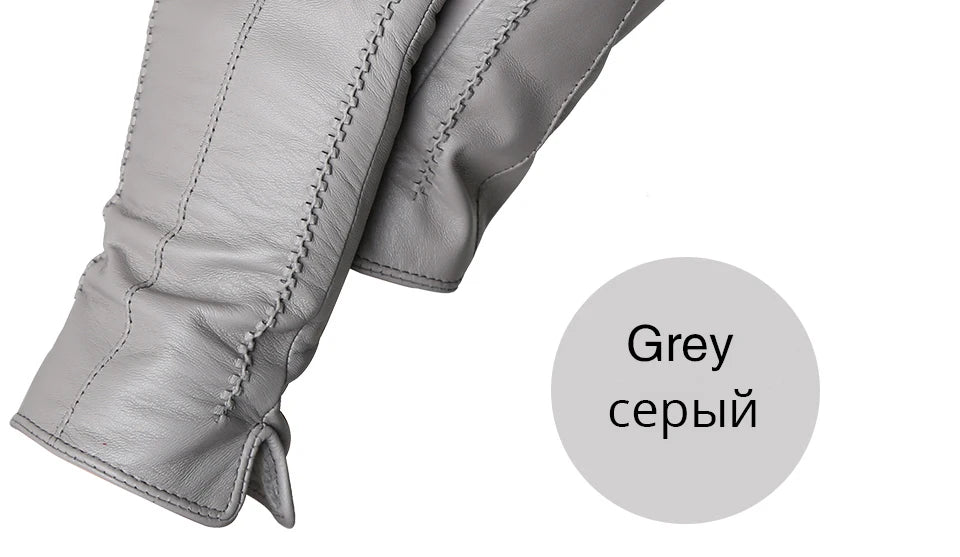 Women's sheepskin gloves winter warm plus velvet short thin touch screen driving color women's leather gloves good quality -2226