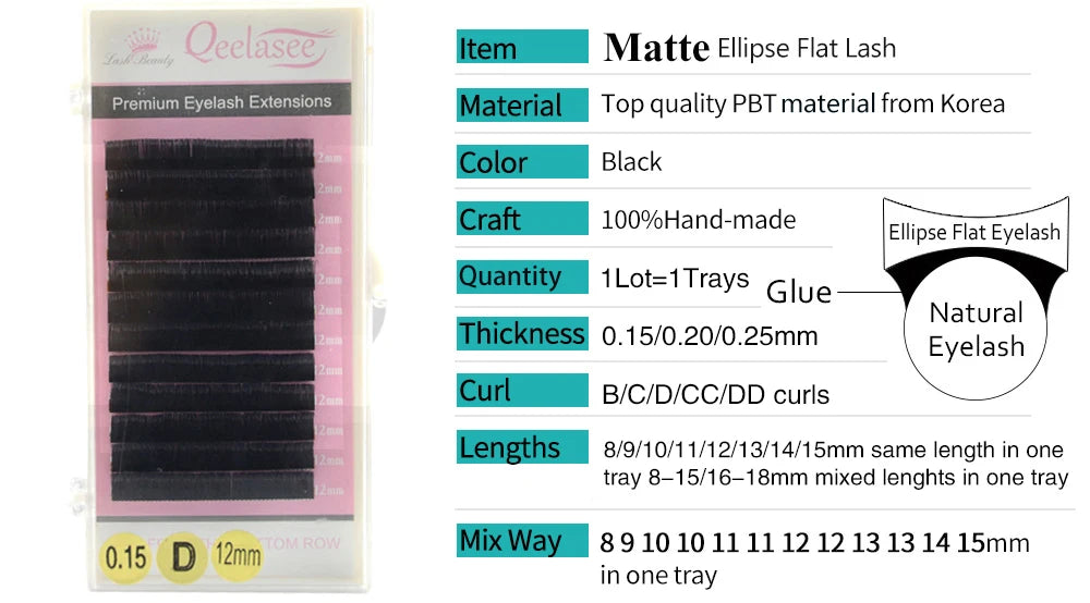 Neue matte, flache Wimpernverlängerungen, Großhandel, einzelne Nerz-Wimpern, weichere Wimpern, Ellipsen-Kaschmir-Wimpern, gespaltene Spitzen, Volumen