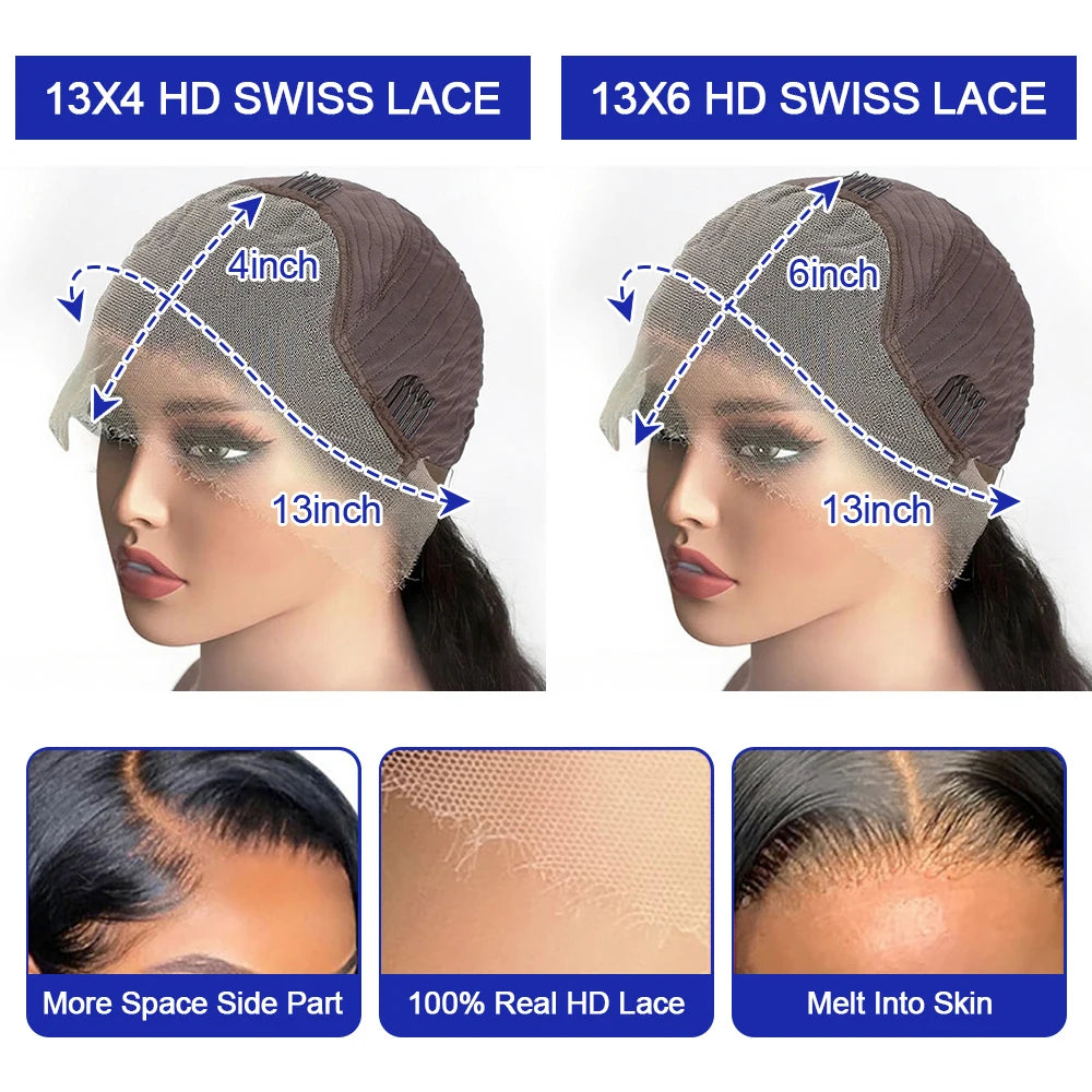 40 Inch Bone Straight Human Hair Wig 13x4 13x6 HD Transparent Lace Wigs Brazilian Full Lace Frontal Wig For Women 300% Density