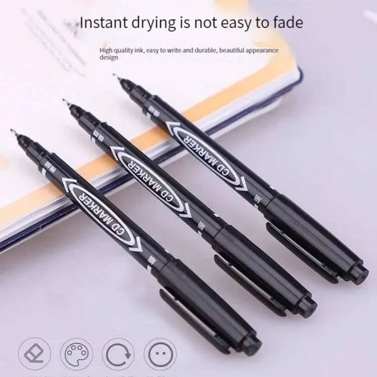 10Pcs Double-Tip Permanent Paint Marker Pens Black/Blue Ink for Plastic Wood Stone Metal Glass Doodling Marking Graffiti Art Set