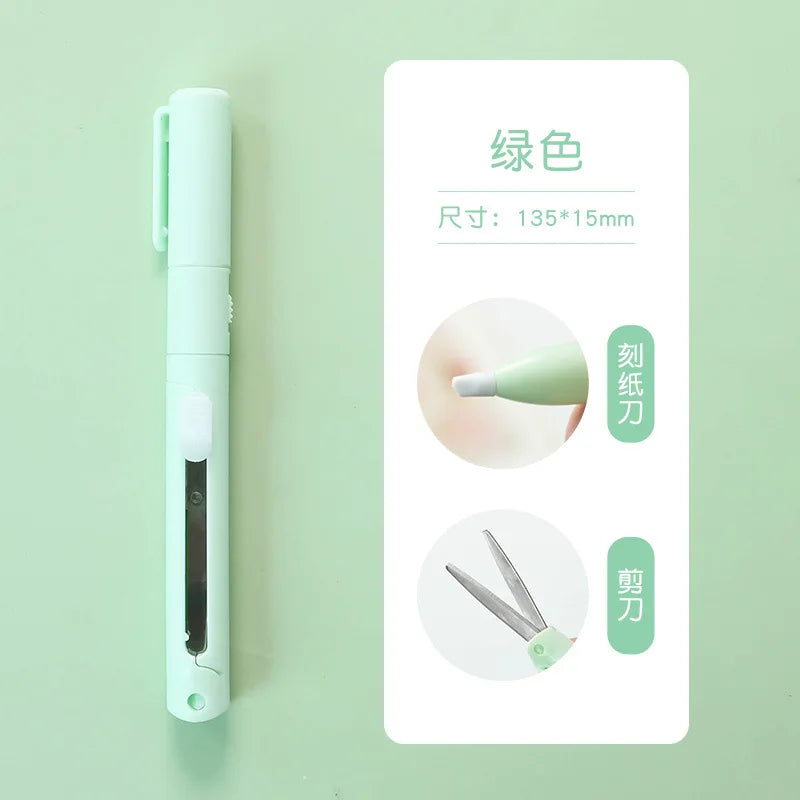 Multifunction Hand Account Cutting Folding Scissors Mini Engraving Knife Scissors Paper Trimming Utility Knife for Office School