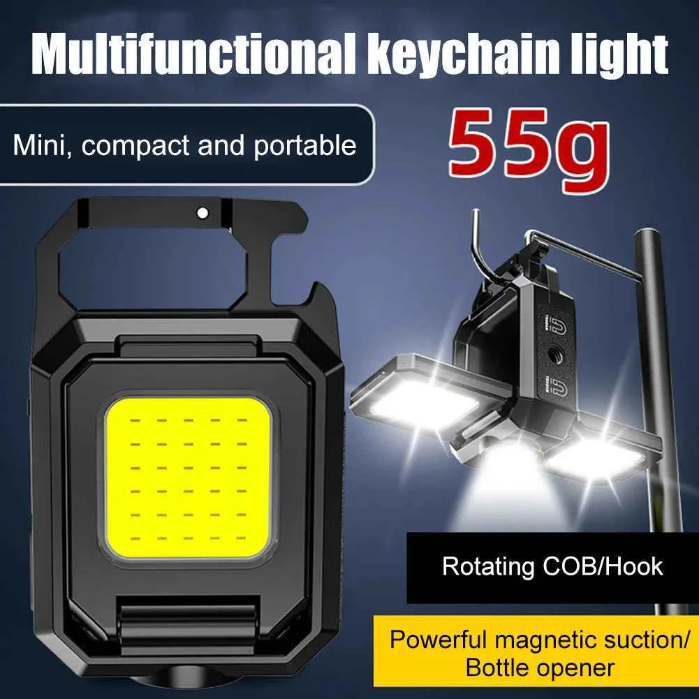 Clearance_LED Mini Keychain Light XPE Pocket Work Light COB Flashlight USB Rechargeable Emergency Flashlight for Outdoor Camping