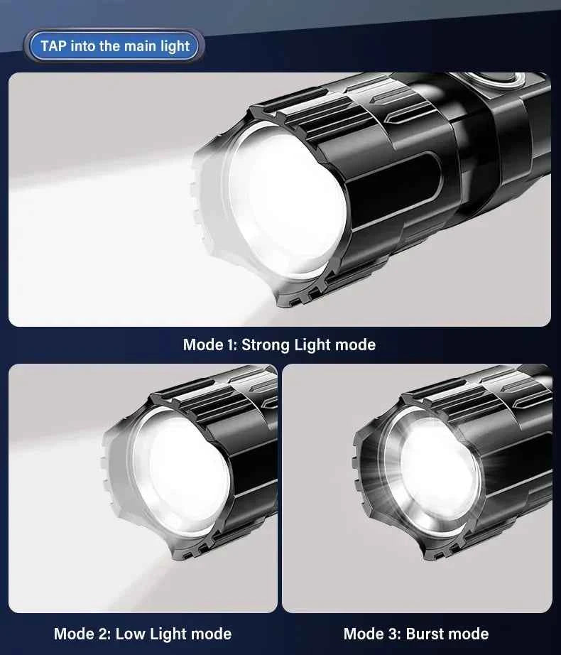 USB Charging Camping Fishing Emergency Zoom Lantern High Strong Power Led Flashlights Tactical Torch with Display Light
