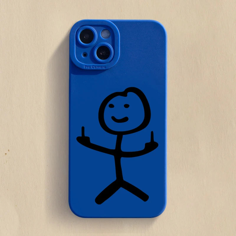 Cartoon Matchman Phone Case For iPhone 11 12 13 14 15 Pro Max XR XS X 7 8 Plus SE 2020 Shockproof Matte Soft TPU Silicone Cover