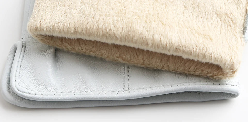 Women's sheepskin gloves winter warm plus velvet short thin touch screen driving color women's leather gloves good quality -2226