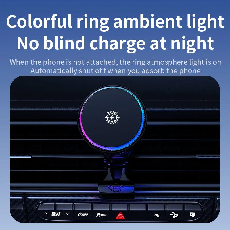 Ice Cooling Magnetic Wireless Car Charger Fast Charging Station for iPhone 17 16 15 14 13 Pro Max MacSafe Car Phone Holder Stand - Shoppiline