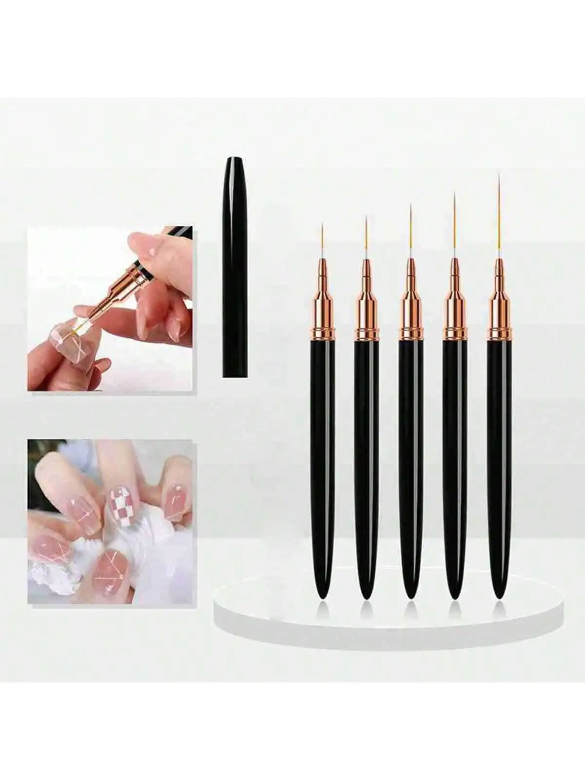 5Pcs/Set Nail Art Liner Brushes Set Elongated Lines Striping Drawing UV Gel Painting Nail Design Pen Professional Manicure Tool