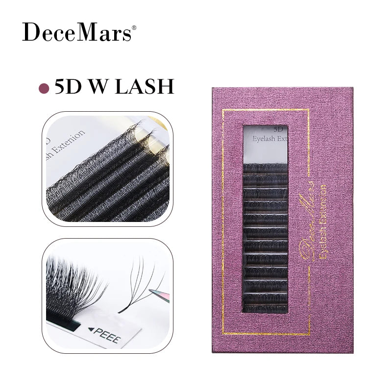 DeceMars 5D - W Shaped Eyelash Extension (12line/Tray) for Makeup