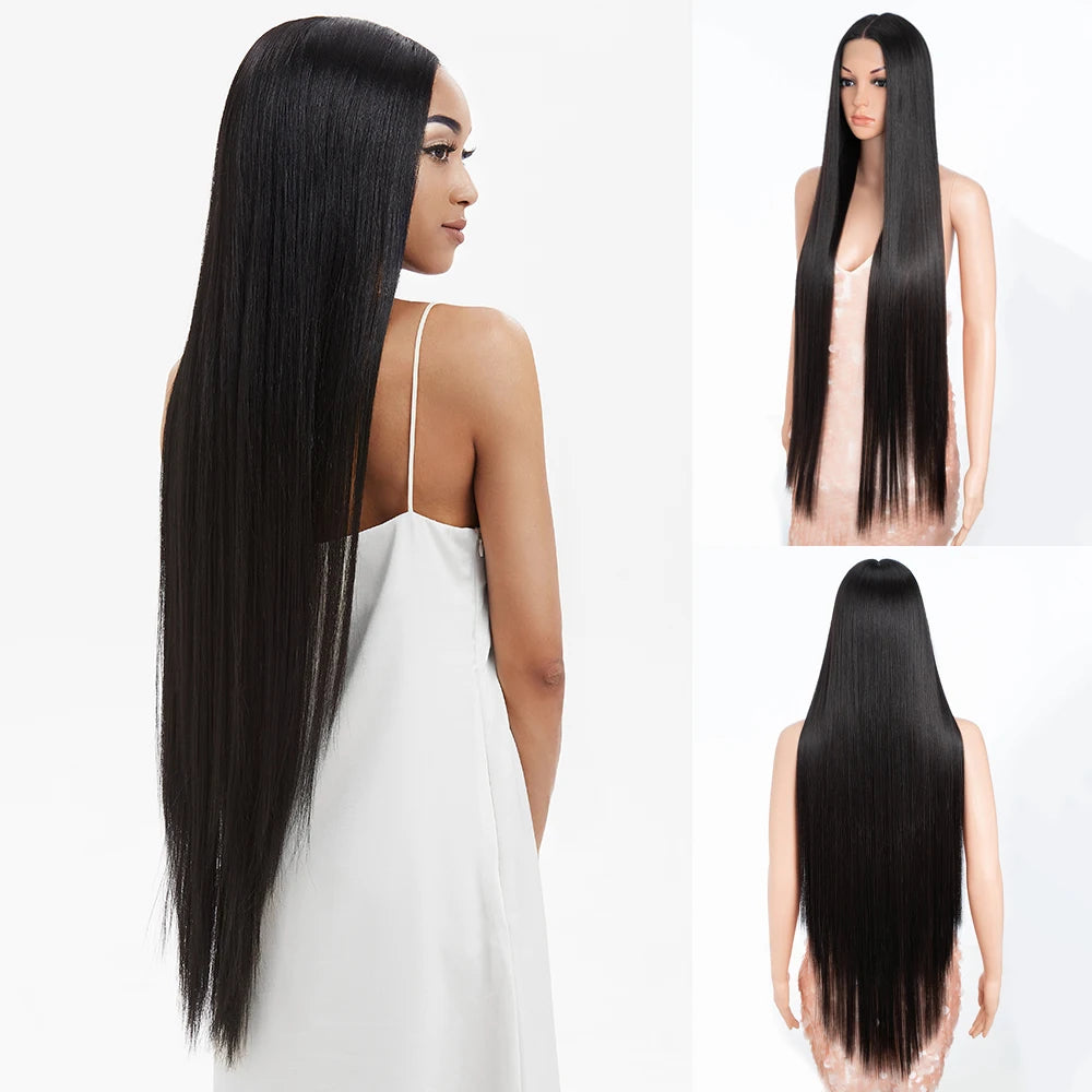 Synthetic Lace Front Wigs For Women 38 Inch Straight Wig Lace Wig  Blonde Brown Black Lace Wigs Cosplay Straight Lace Front Wig