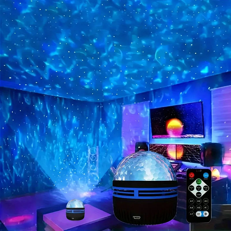 LED Starry Night Sky Projector Aurora USB Remote Control RGB Galaxy Light 7 Modes for Home Bedroom Game Room Party Decoration