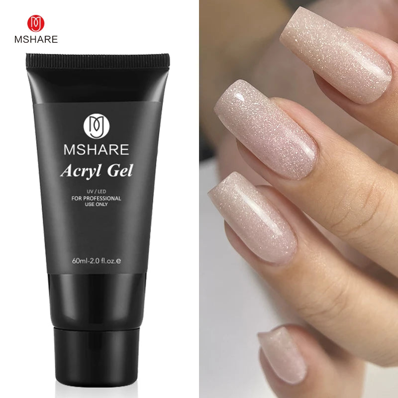 MSHARE Poly Nails Acryl Gel 60ml Builder UV Led Acrylgel Nagelverlängerungen Acryl Rosa Weiß Klar Acrylat HEMA TPO-freies Gel