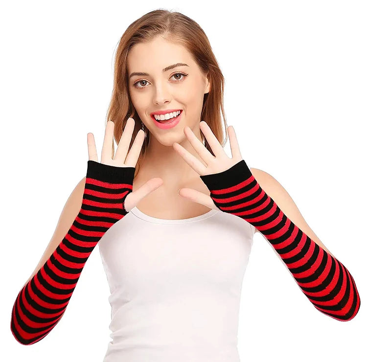 Y2K Women Party Daily Wear Long Arm Gloves Elbow Length Knitted Arm Warmers Fashion Stretchy Wristband Sleeves