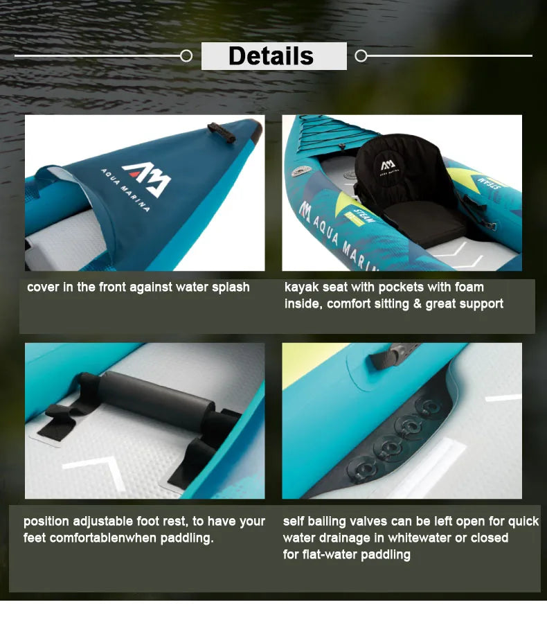 AQUA MARINA STEAM inflatable Kayak Boat 10'3"/13'6"  Drifting Inflatable Paddle Board Canoeing 1 2 Person Raft Rubber Boat PVC