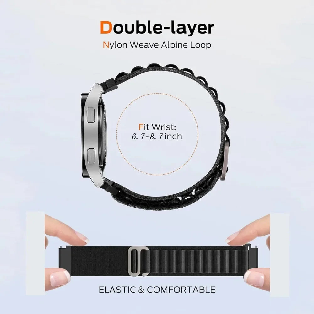 Nylonarmband für HaiWei Galaxy Watch 7 6 5 4 40mm 44mm Classic/Active/Gear S3 Frontier 20mm 22mm Sport Loop Armband Amazfit GTS 3 4