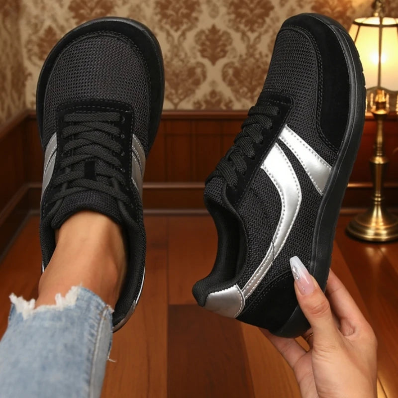 Damen-Sneaker Barfuß Freizeit Weit Modisch Canvas Flacher Board-Schuh 2025 Neu Breite Zehenpartie Atmungsaktiver Mesh-Laufschuh