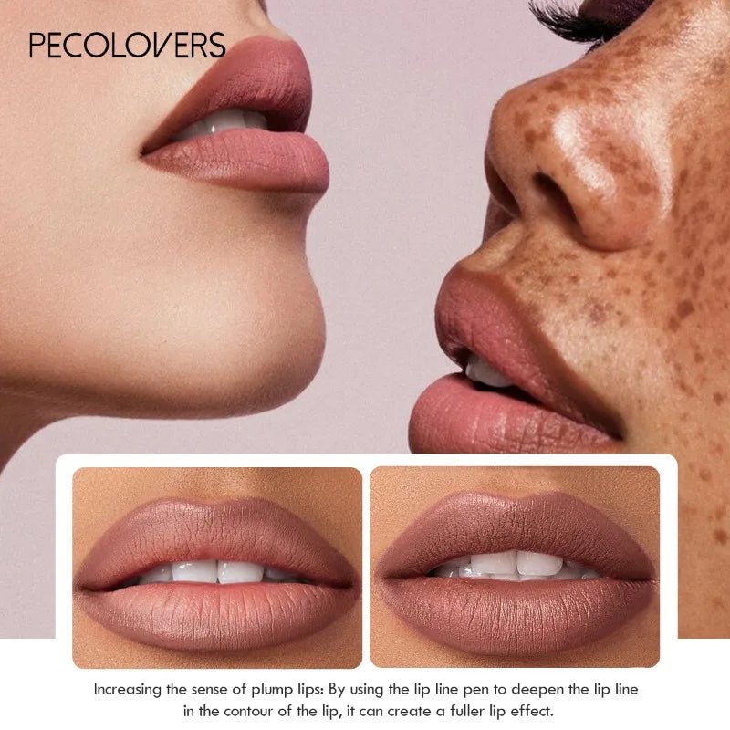 Wasserfester Matter Lipliner-Stift Rot Kontur Lippenstift Langanhaltend Antihaftend Feuchtigkeitsspendendes Lippen-Make-up 12 Farben