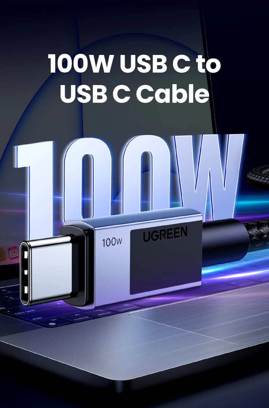 UGREEN USB Type C Cable PD100W Fast Charging Cable for iPhone 17 16 15 Samsung S25 Xiaomi USB C to USB C Cable for MacBook iPad - Shoppiline