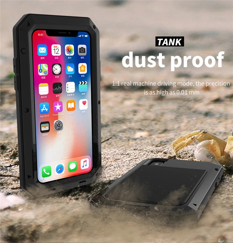 Heavy Duty Protection Armor Metal Aluminum Case for iPhone 16 15 14 13 12 mini 11 Pro 7 8 Plus XS Max XR SE 16e Shockproof Cover - Shoppiline
