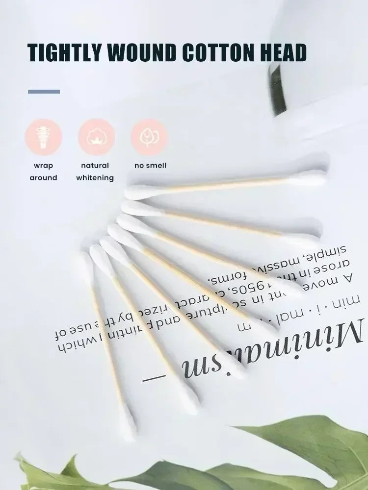 1 à 20 paquets de 100 bâtonnets en bois/paquet Coton-tiges pour bébés Nettoyage des oreilles Tampons Coton-tiges de santé et de beauté Bourgeons de coton de nettoyage