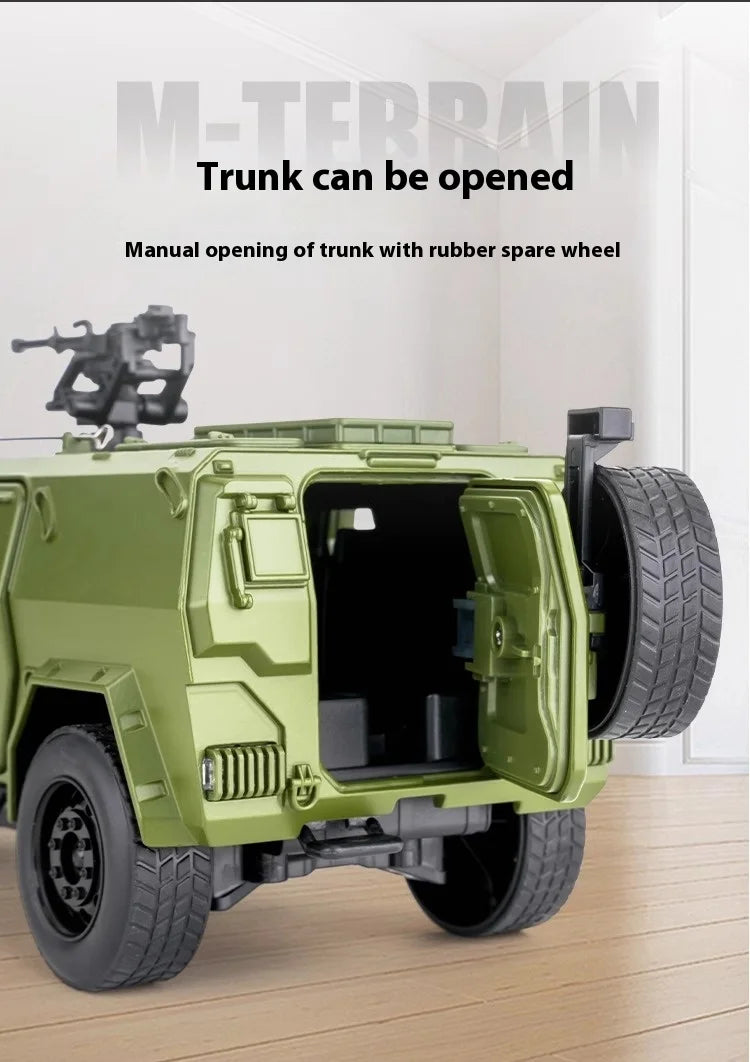 1:18 DongFeng Warrior Militärisches gepanzertes Fahrzeug Off Road ORV SUV Legierung Metall Diecast Modellauto Sound Licht Sammlung Große Geschenke