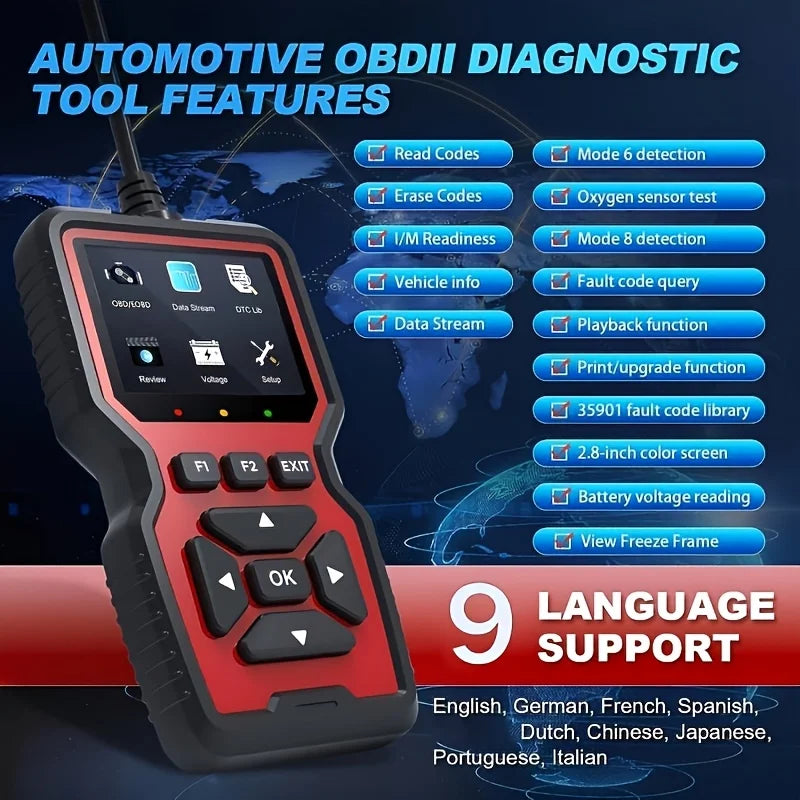 V519 Professional Obd2 Scanner - Usb-Powered Car Diagnostic Tool with Real-Time Data Stream, Full-Featured Obd Ii Testing (I/M Ready, Bod2/Eobd), Clears Engine Fault Lights, Reads/Erases Codes for Most Vehicles, Car Maintenan