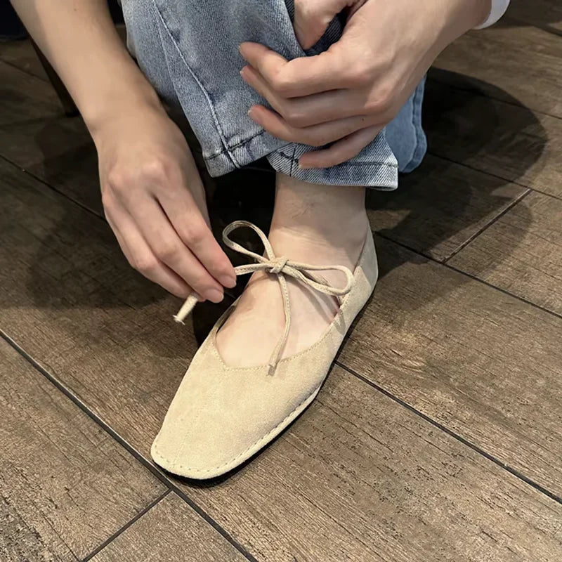 Bailamos 2024 Frühling Neue Marke Damen Flats Runde Zehen Kniehohe Slipper Damen Casual Ballettschuhe Weiches Leder Elegante Anzugschuhe
