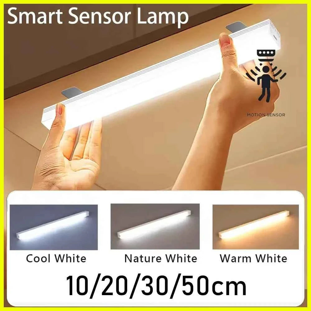 HOMEFISH Cabinet Light USB Rechargeable Motion Sensor LED Bar Light Induction Night Light Portable for Kitchen