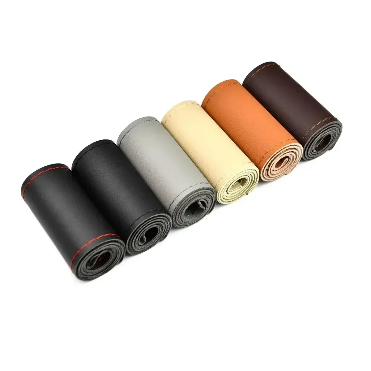 Car Steering Wheel Cover Needles And Braid Thread Artificial Leather Car Covers Suite 2 Color DIY Texture Soft Auto Accessories