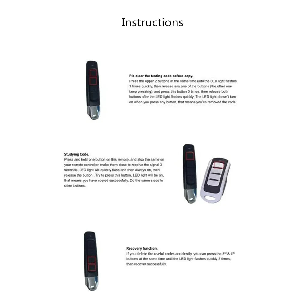 433MHZ Copy Remote Control Auto 4 Channe Code Garage Gate Door Opener Remote Control Duplicator Cloning Code Car Key