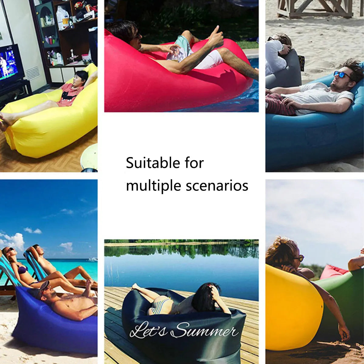 Inflatable Air Sofa Portable Fast-Inflate Waterproof Lounger for Beach Camping Pool Travel