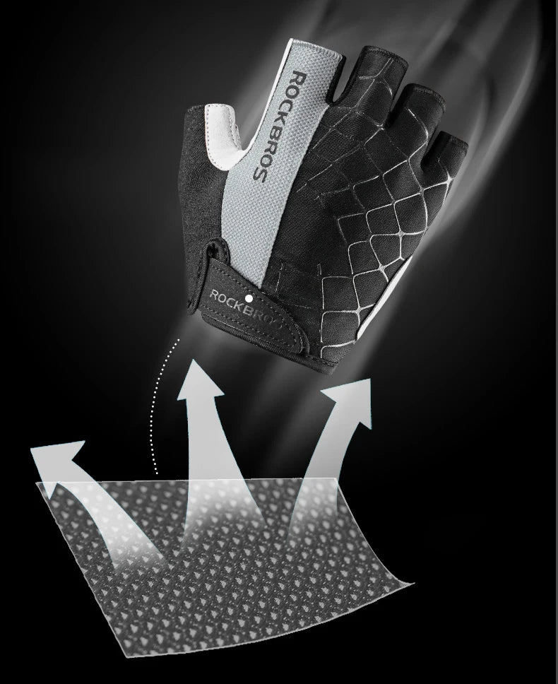 ROCKBROS Cycling Bike Gloves Half Finger Shockproof Breathable MTB Mountain Bicycle Sports Gloves Men Women Cycling Equipment - Shoppiline