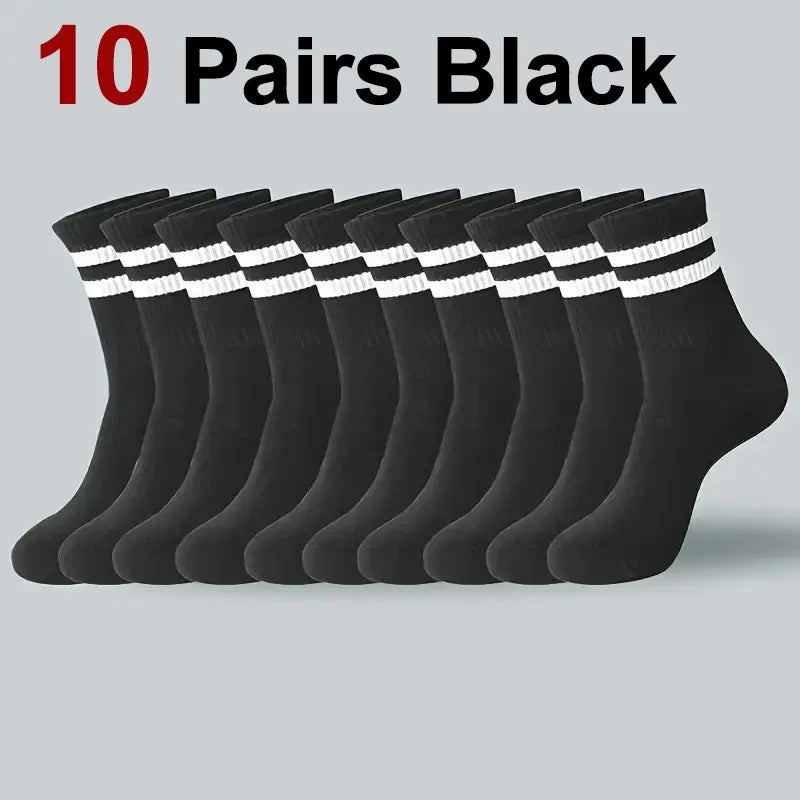 5/10/20 Pairs Neutral Solid Color Round Neck Socks Spring Summer Sweat Absorbing Breathable Comfortable All-season Sports Socks