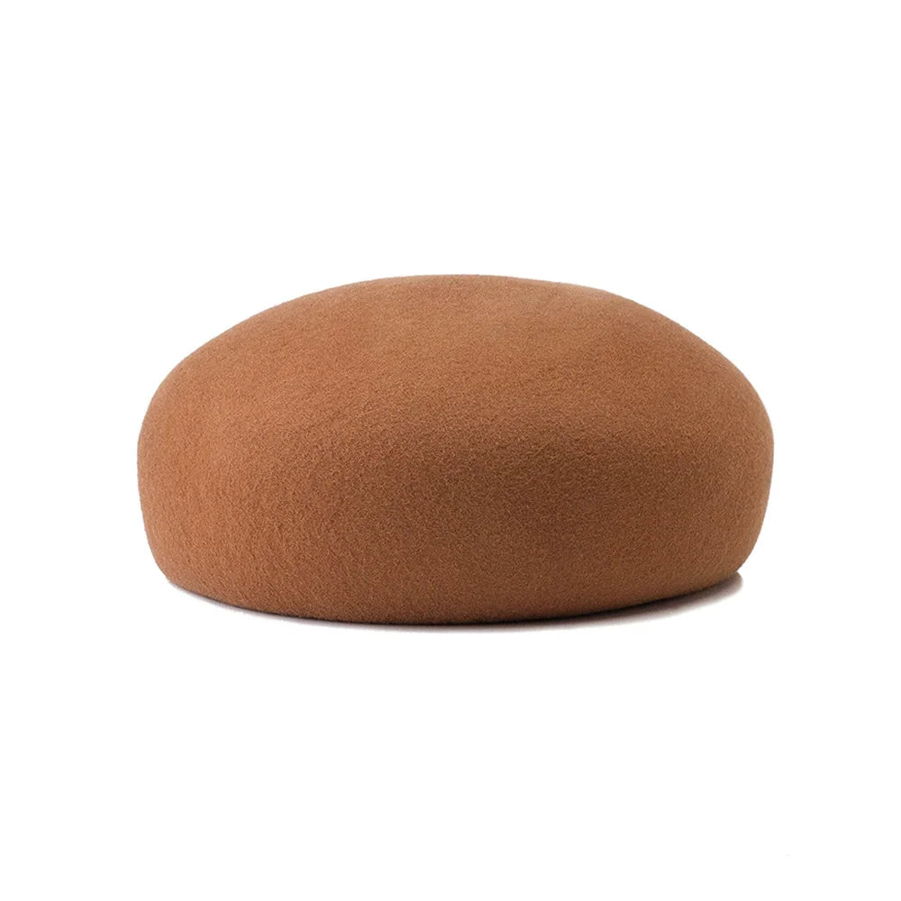 Vintage Hard Top Flat Fedoras Hats Women 100% Wool Felt Berets Hat Wedding Fascinator Caps Wedding Cocktail Party Pillbox Hat