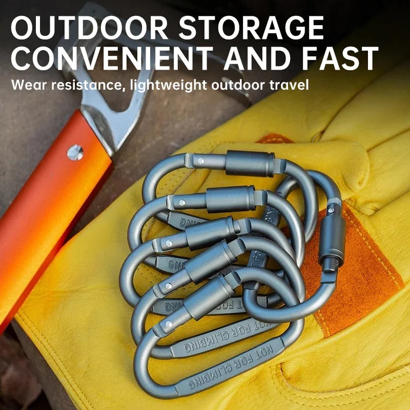 1-6PCS D-Shaped Carabiner Clips Heavy Duty Aluminum Alloy Quick Links for Backpack Keychain Outdoor Camping EDC Gear Accessories