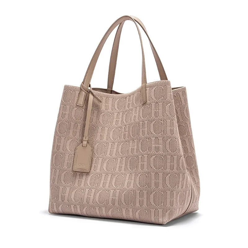 CH High Quality Craft Large Capacity Handbag Ladies Shoulder Bag Fashion Classic New Pure Color Outer Pocket Ladies Handbag - Shoppiline