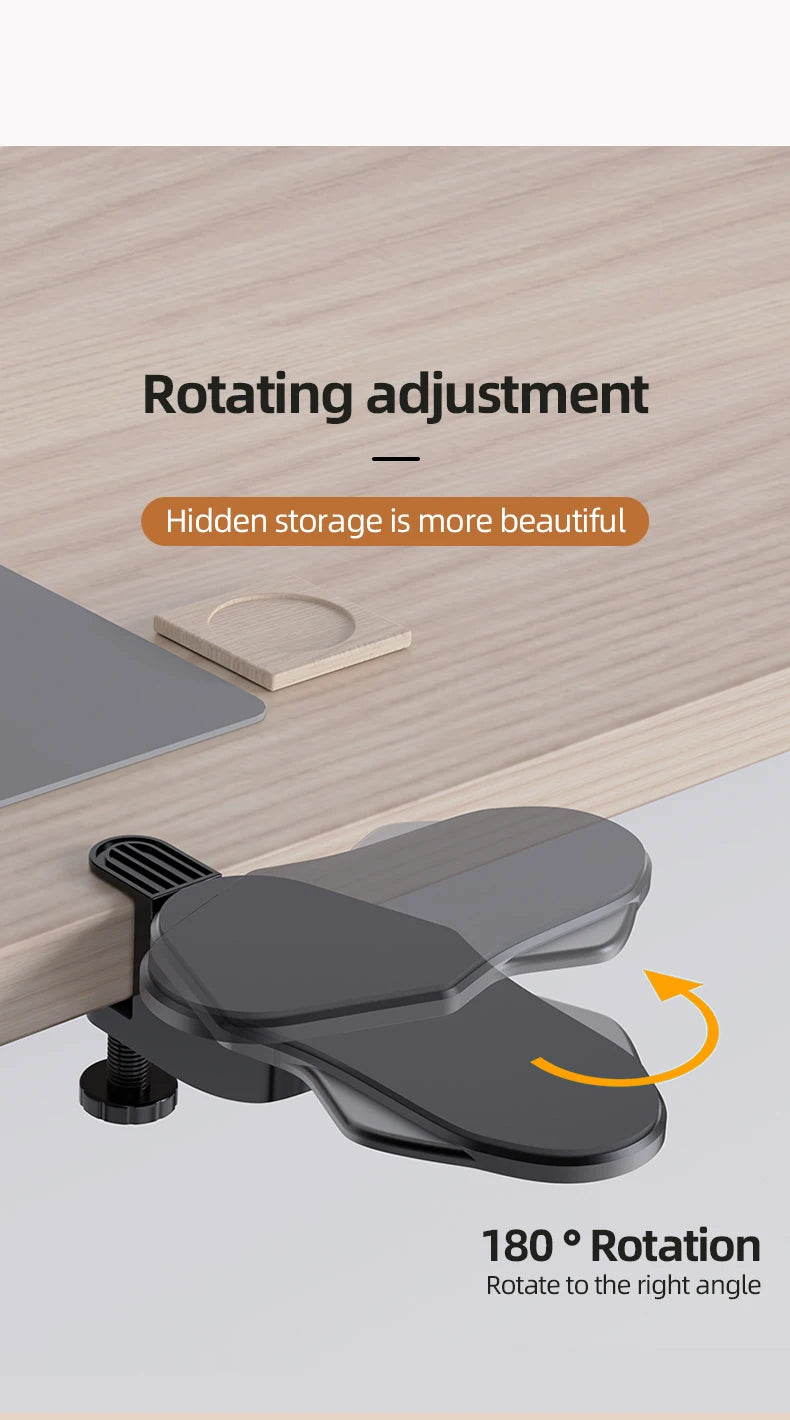 Computer Arm Rest For Desk Adjustable Ergonomic Wrist Rest Support For Keyboard Armrest Extender Rotating Mouse Pad Holder