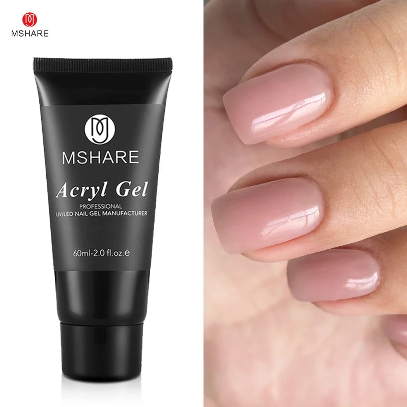 MSHARE Poly Nails Acryl Gel 60ml Builder UV Led Acrylgel Nagelverlängerungen Acryl Rosa Weiß Klar Acrylat HEMA TPO-freies Gel