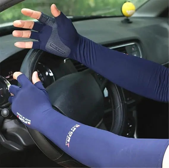 Summer Anti-UV Cooling ‌Ice Silk Arm Sleeves Breathable Stretchy Cover UV Protection Sun Sleeves for Cycling Running Sports