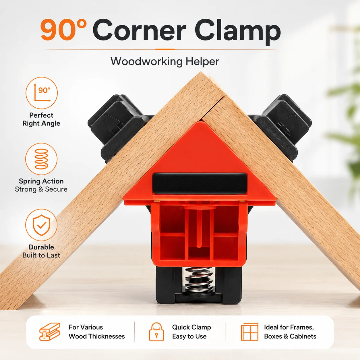 Right Angle Clamp, 90 Degree Corner Clamp, Picture Frame Glass Holder, DIY Woodworking Hand Tool for Furniture Fixing